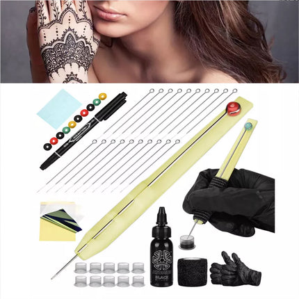 Hand Poke and Stick Tattoo Kit Clean Safe Stick Poke Tattoo Grommets Ink Tools