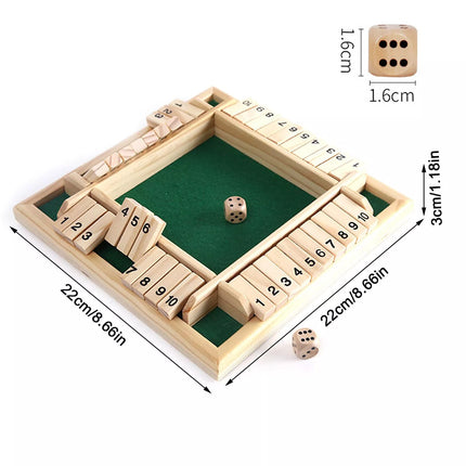 Shut the Box Game Wooden Board Number Drinking Dice Toy Family Traditional
