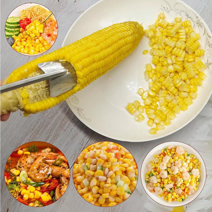 2PCS Corn Cutter Corn Peeler Stainless Steel Splitter Tool with Ergonomic Handle
