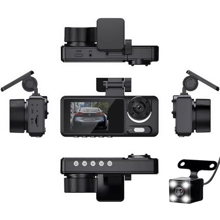 HD 1080P Dash Camera Front and Rear Inside Car DVR Dash Cam Video Recorder 3 Len