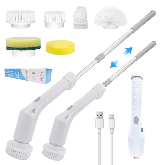 Rechargeable Electric Spin Scrubber - 6 Multi-Function Heads for Bathroom