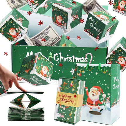 10 Bounces Christmas Surprise Gift Box Explosion for Money-Folding Pop-Up Explosion Gift Box Green
