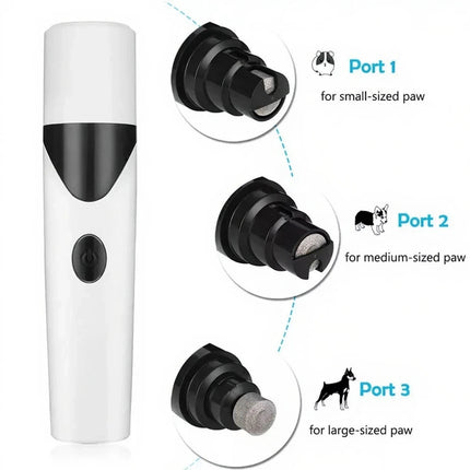 Electric Dog Toe Nail File Grinder Clippers Pet Cat Claw Grooming Trimmer Tools White