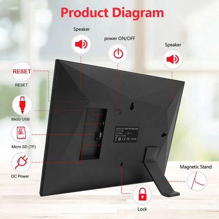 10.1" LED Digital Photo Picture Frame Movie MP4 Player Sensor Control HDMI Port