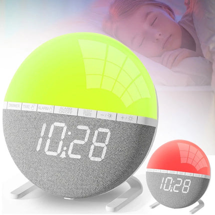Digital Wake Up Light Alarm Clock With Sunrise Simulation Snooze 7 Sounds