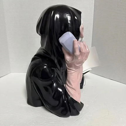 Ghoulish Resin Light Up Halloween Pink/Black Scream Ghost Face Statue Decor