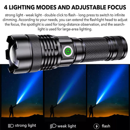 100000 Lumen Battery Rechargeable LED Torch Flashlight Camping Work Spotlight