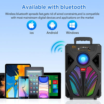 2000W 8" Bluetooth Speaker Stereo Subwoofer Heavy Bass Sound Karaoke Machine Mic