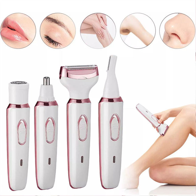 4-in-1 Electric Women Lady Shaver Hair Arm Leg Bikini Face Remover Razor Trimmer