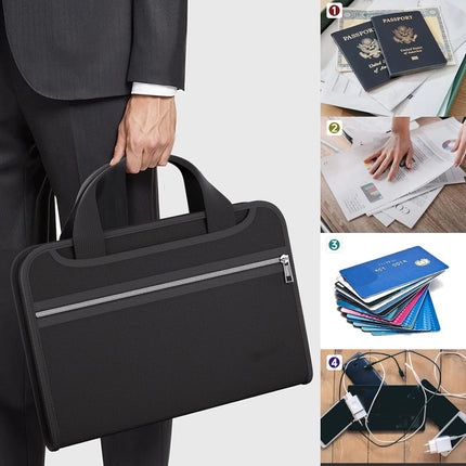 12 Pockets Accordion File Organizer Fireproof Important Document File Folder