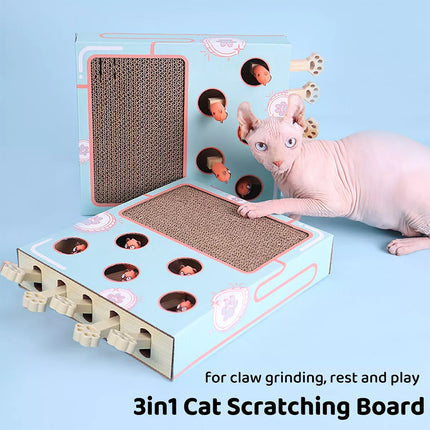 Cat Toy Whack-a-Mole Cat Scratching Board Corrugated Cardboard Scratching Pad