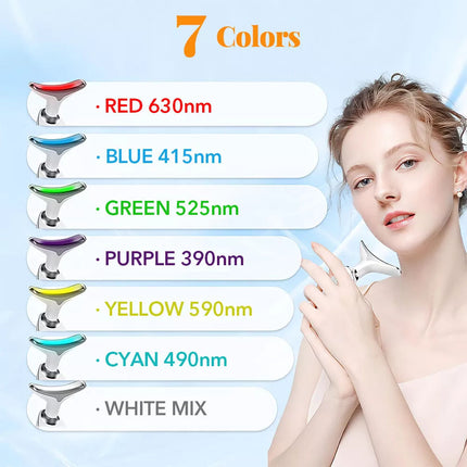 Neck Lifting Anti Wrinkle Facial Massager Beauty Device Vibration LED Light Skin(White)