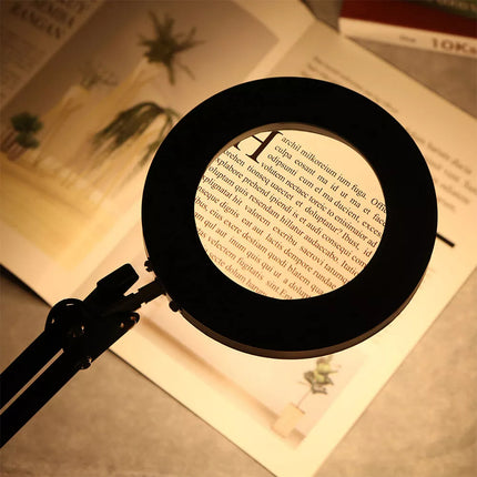 Foldable Desk Light Table Lamp with 10X Magnifying LED Reading Light