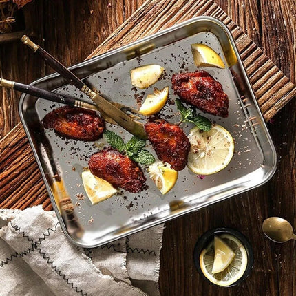 2Pack Stainless Steel Baking Tray Set Non-Stick Sheet Oven Bakeware Plate BBQ 40*30*2.5cm