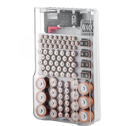 93 Slot Battery Storage Organizer Holder with Tester-Battery Caddy Rack Case Box