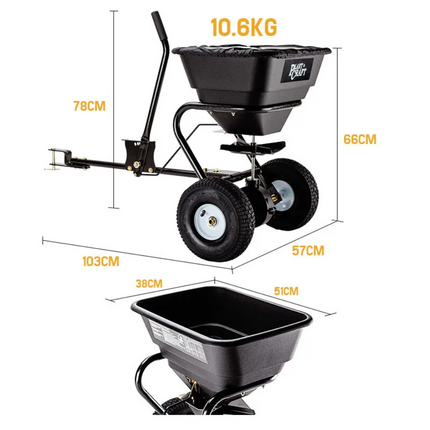 Tow Behind Broadcast Spreader 30kg 26L Seed Fertiliser Tow Rotary