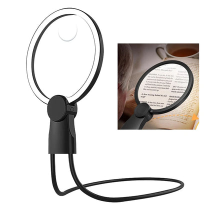 Magnifying Glass 5X With 24 LED Lights Adjustable Neck Bracket Reading Craft
