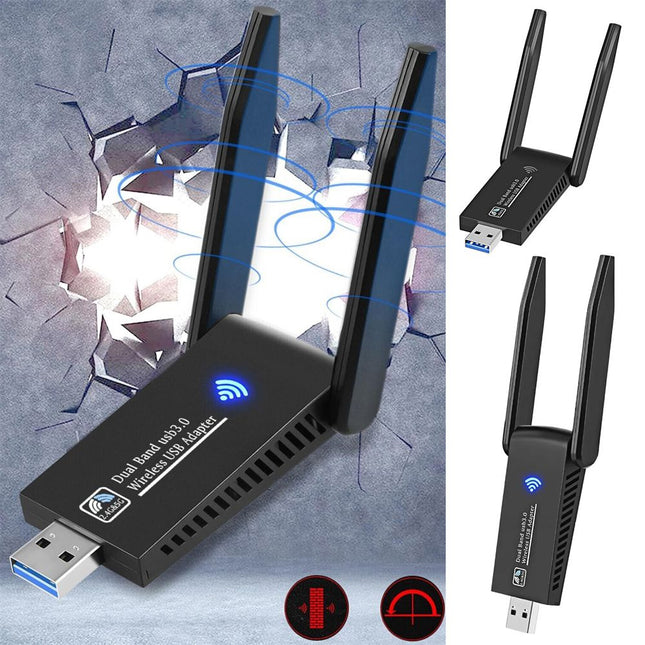 1300Mbps USB 3.0 Wireless WiFi Receiver Bluetooth Adapter 5GHz Dual Band Dongle