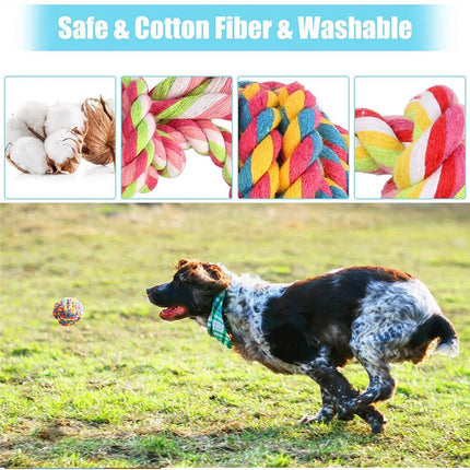 10Pc Dog Braided Rope Toys Pet Puppy Chew Bite Toy Gift Tough Cotton Clean Teeth