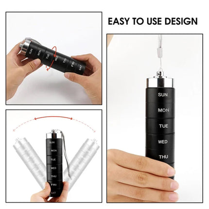 Pill Box Metal Medicine Dispenser Case Weekly Tablet Organizer Container 7 Day