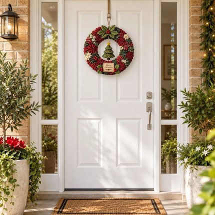 Christmas Wreath Making Kit 30cm DIY Tree Fabric Poke Art Front Door Decor