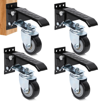 4x Workbench Caster Kit Heavy Duty Retractable Casters Trolley Furniture Wheel