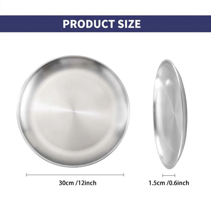 2X Stainless Steel Pizza Pan 30cm Round Pizza Tray Pizza Baking Sheet Easy Clean
