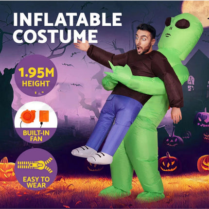 Inflatable Green Alien Costume Adult Suit Blow Up Party Dress Halloween Cosplay
