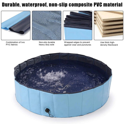 120x30cm Foldable Pet Swimming Pool Durable PVC Dog Pool for Outdoor & Indoor Use Light Blue