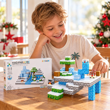 3D Building Blocks Winter Ice Castle 54 Pcs Cube Construction Toy Christmas Gift