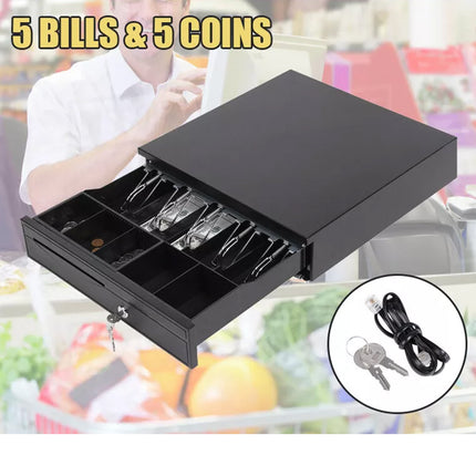 Manual/Electronic Heavy Duty Cash Drawer Cash Register POS 5 Bills 5 Coins Tray
