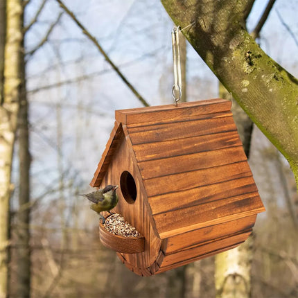 Rustic Wooden Birdhouse for Outdoor Gardens Durable Weather-Resistant Design
