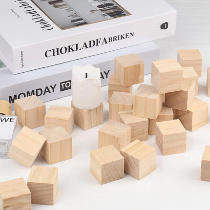 294pcs Mini Craft Wooden Blocks Square Cube Natural Wood Cubes Puzzle Making