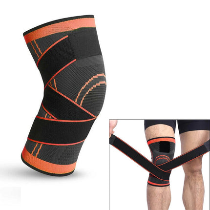 1Pcs Orange 3D Knee Leg Brace Support Compression Sleeve Breathable Sports Jogging Running