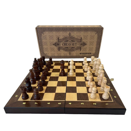 30cm Magnetic Large Chess Set Wooden Timber Oak Folding Chessboard