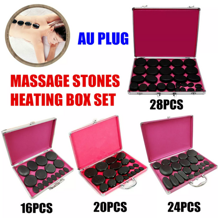 28Pcs SPA Heater Hot Massage Stone Basalt Stones Set Rock Massage Heating Box Kit