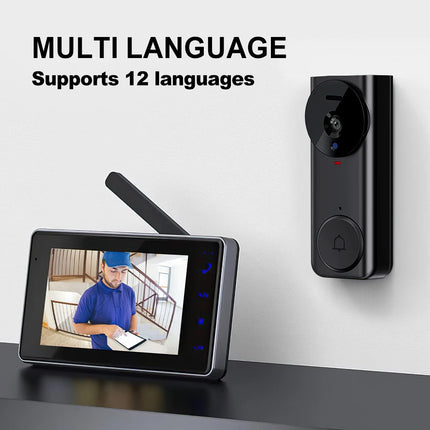 Wireless Video Doorbell Security Camera Ring Door Bell /W 4.3" Screen Intercom