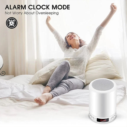 Touch Bedside LED Night Light Table Lamp Alarm Clock Bluetooth Music Speaker USB