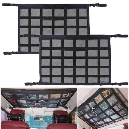 2Pcs Universal Mesh Storage Bag Car Roof Ceiling  Net Pouch Pockets For SUV Van