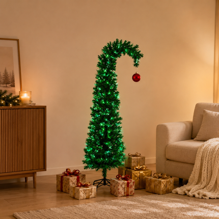 150cm Bent Top Fibre Optic Christmas Tree 32 Lighting Modes SAA AU Plug