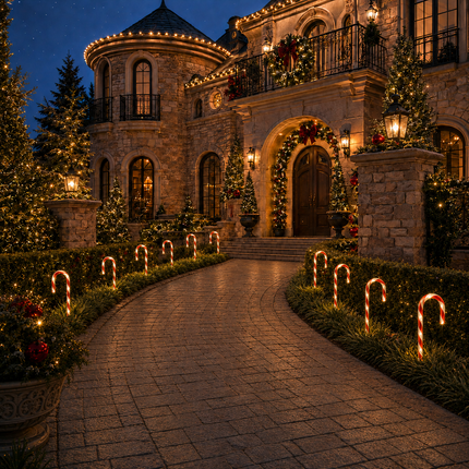 5 Pack 54cm Solar LED Candy Cane Christmas Lights IP65 8 Modes Garden Pathway
