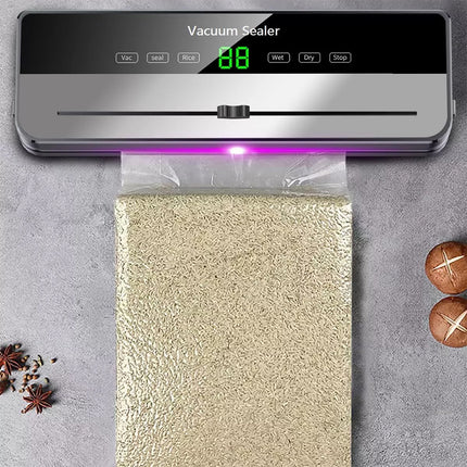 Automatic Vacuum Food Sealer Machine Build-in Cutter Dry Wet Mode & 30 Free Bags Grey