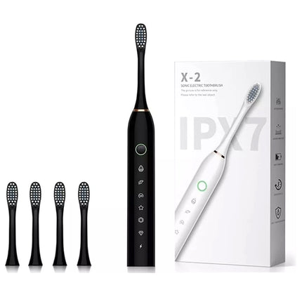 Electric Toothbrush Care tooth Toothbrush With 4 Brush Heads Rechargeable Black
