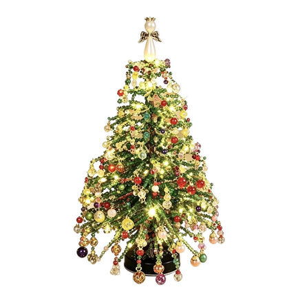 DIY Beaded Christmas Tree Kit Handmade Holiday Decor Colorful Beads Light-Up Xmas Tree Gift