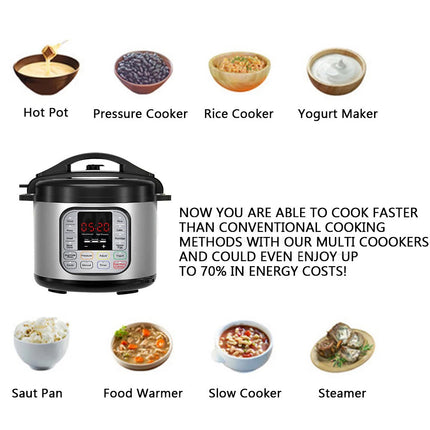 16-in-1 Electric Pressure Cooker Digital Insta Pot Programmable 6L Pot 1000W
