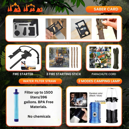 Professional Survival Kit 20 in 1 Tactical Gear for Camping Hunting Hiking