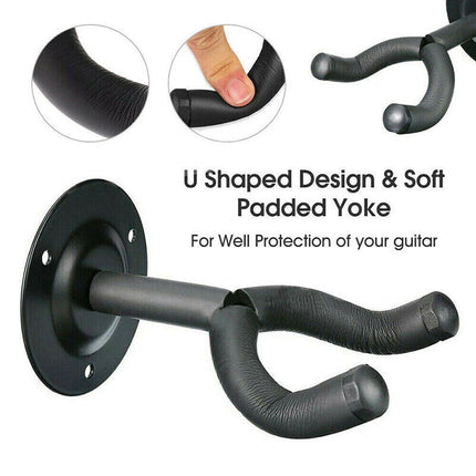 8Pcs Guitar Hanger Wall Mount Holder Hook Rack Bracket Padded Instrument Display