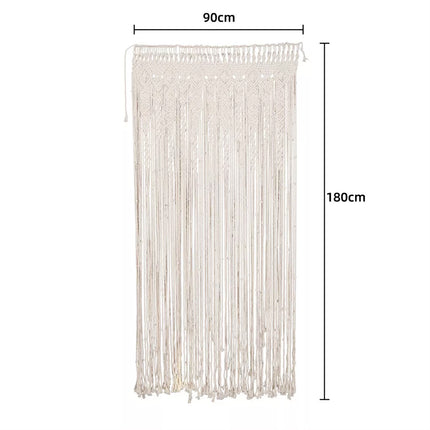 Macrame Beaded Curtain Door Curtains Boho Wedding Backdrop Decor Beige 90x180cm