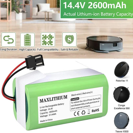 14.4V 2600mAh Replacement for Eufy RoboVac G10 G20 G30 G40 Hybrid Li-Ion Battery