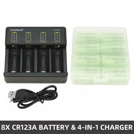8x CR123 CR123A Rechargeable Battery + 4-Slot Charger 2800mAh For Arlo Camera